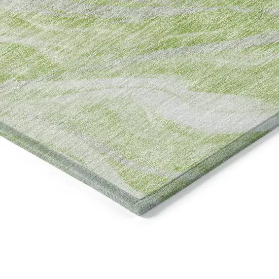 Green And Ivory Abstract Washable Indoor Outdoor Area Rug Photo 3