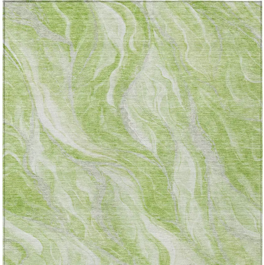 Green And Ivory Abstract Washable Indoor Outdoor Area Rug Photo 6