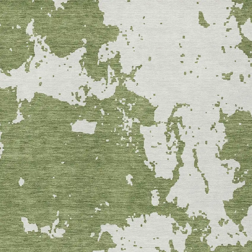 Green And Ivory Abstract Washable Indoor Outdoor Area Rug Photo 6