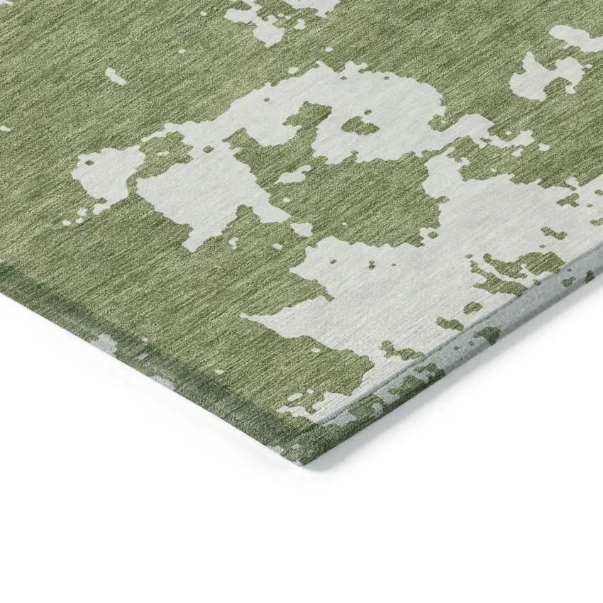 Green And Ivory Abstract Washable Indoor Outdoor Area Rug Photo 5