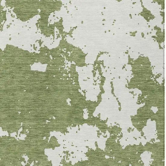 Green And Ivory Abstract Washable Indoor Outdoor Area Rug Photo 6