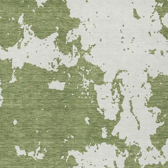 Green And Ivory Abstract Washable Indoor Outdoor Area Rug Photo 6