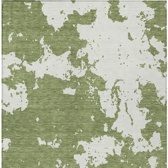 Green And Ivory Abstract Washable Indoor Outdoor Area Rug Photo 5