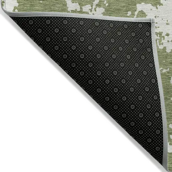 Green And Ivory Abstract Washable Indoor Outdoor Area Rug Photo 2