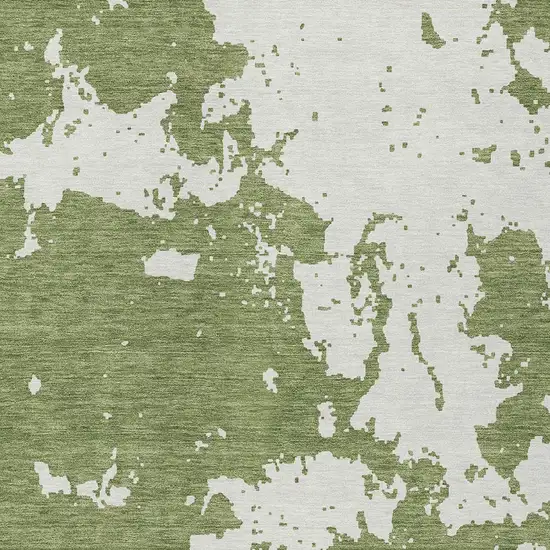 Green And Ivory Abstract Washable Indoor Outdoor Area Rug Photo 4