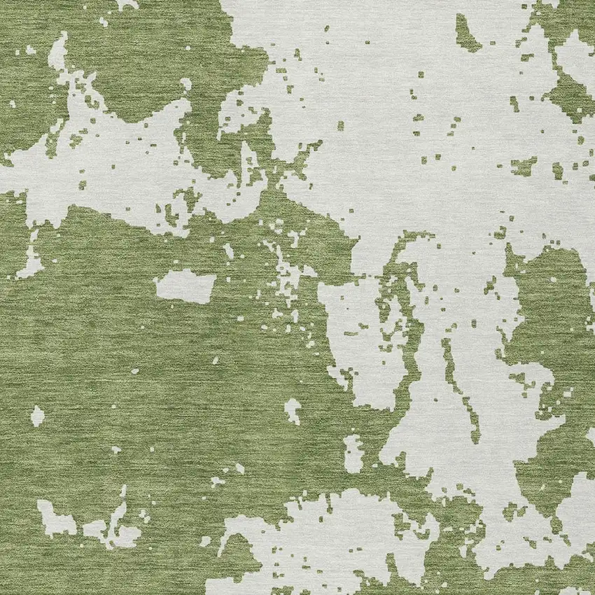 Green And Ivory Abstract Washable Indoor Outdoor Area Rug Photo 4