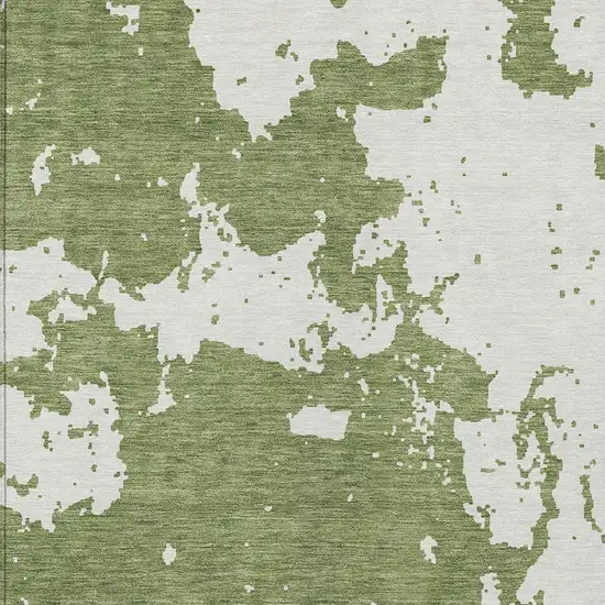 Green And Ivory Abstract Washable Indoor Outdoor Area Rug Photo 6