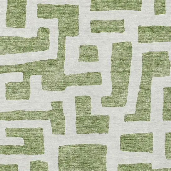 Green And Ivory Abstract Washable Indoor Outdoor Area Rug Photo 6