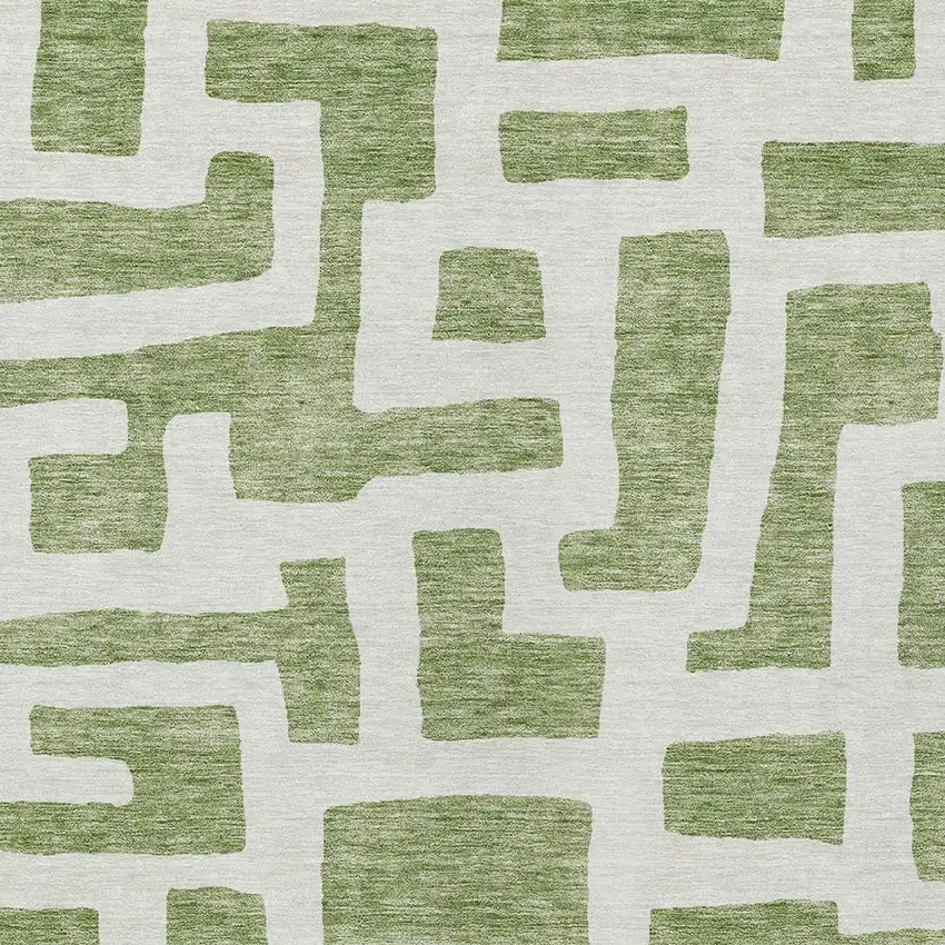 Green And Ivory Abstract Washable Indoor Outdoor Area Rug Photo 6