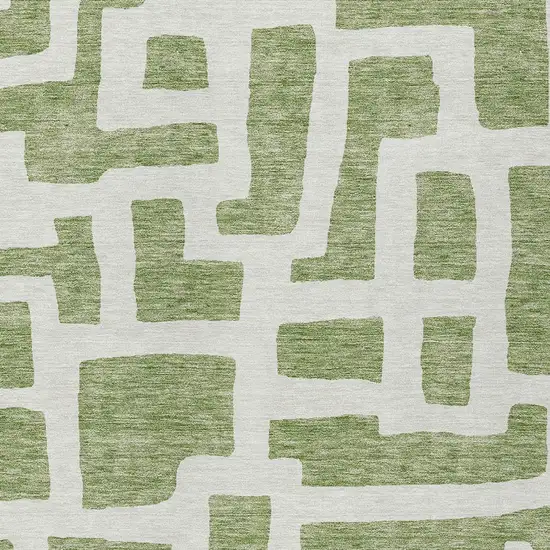Green And Ivory Abstract Washable Indoor Outdoor Area Rug Photo 6