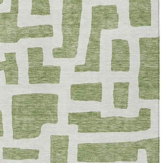 Green And Ivory Abstract Washable Indoor Outdoor Area Rug Photo 6