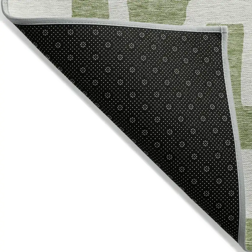 Green And Ivory Abstract Washable Indoor Outdoor Area Rug Photo 4