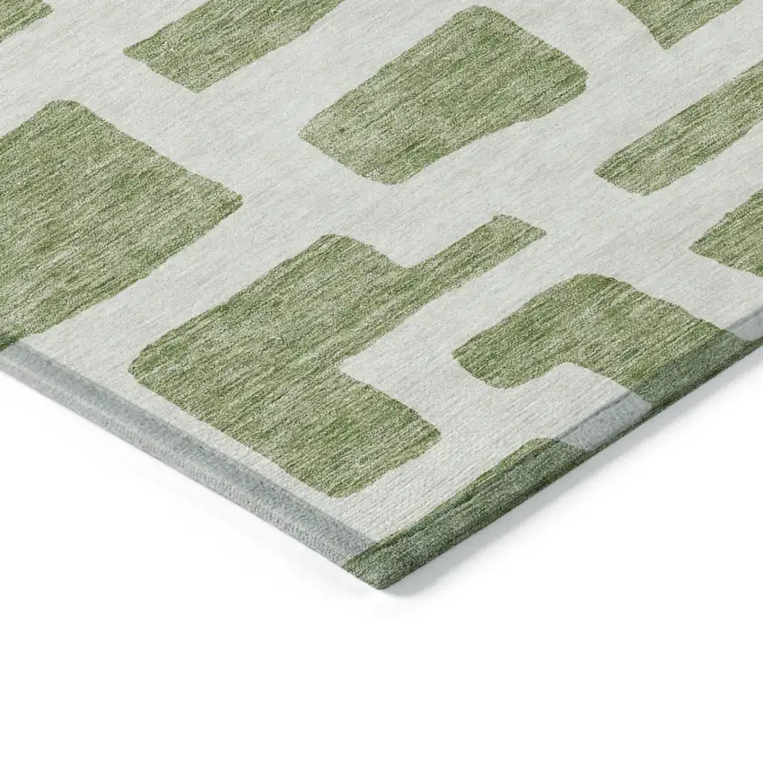 Green And Ivory Abstract Washable Indoor Outdoor Area Rug Photo 5