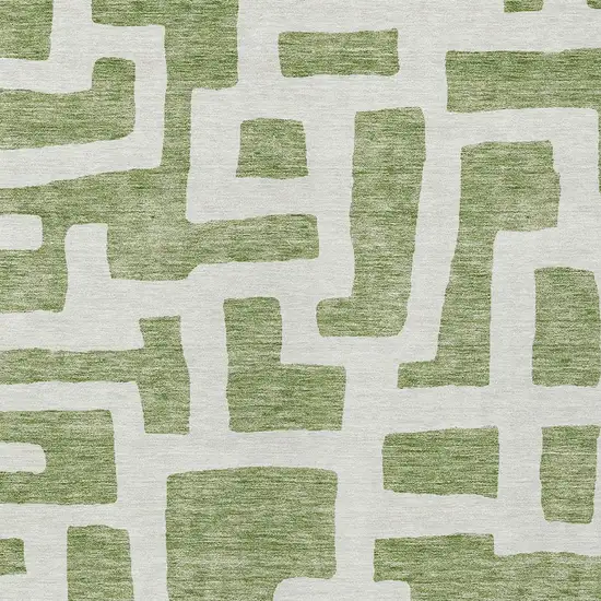 Green And Ivory Abstract Washable Indoor Outdoor Area Rug Photo 6