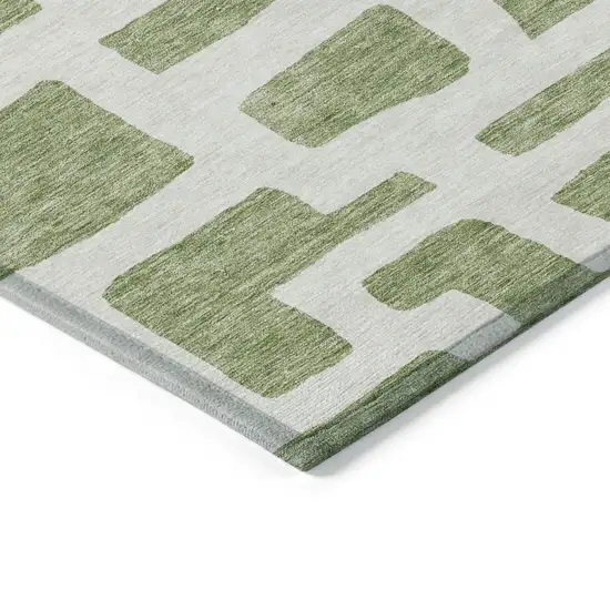 Green And Ivory Abstract Washable Indoor Outdoor Area Rug Photo 5
