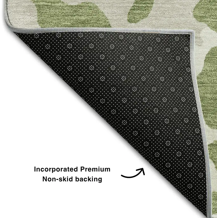 Green And Ivory Animal Print Washable Area Rug With UV Protection Photo 7
