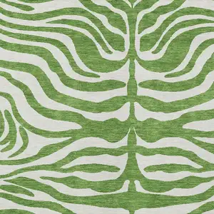 Photo of Green And Ivory Animal Print Washable Indoor Outdoor Area Rug