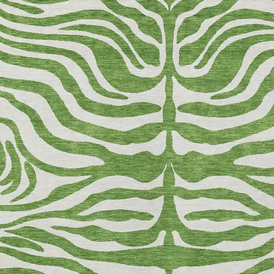 Green And Ivory Animal Print Washable Indoor Outdoor Area Rug Photo 5