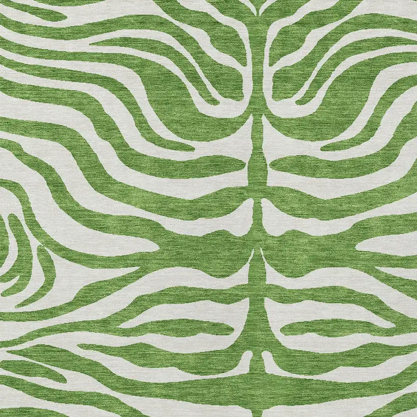 Green And Ivory Animal Print Washable Indoor Outdoor Area Rug Photo 5