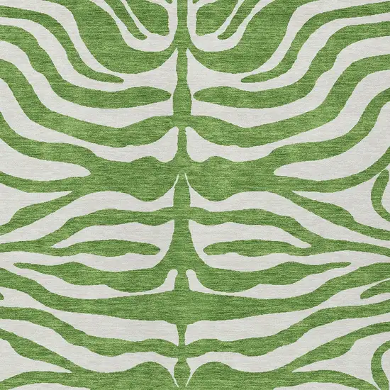 Green And Ivory Animal Print Washable Indoor Outdoor Area Rug Photo 5