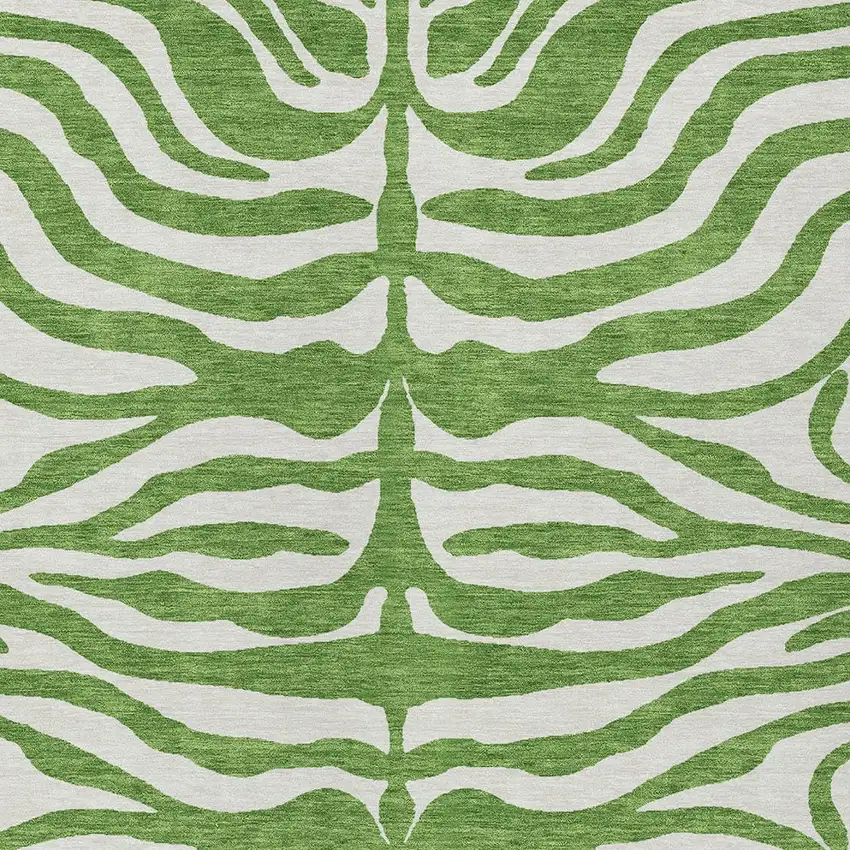 Green And Ivory Animal Print Washable Indoor Outdoor Area Rug Photo 5
