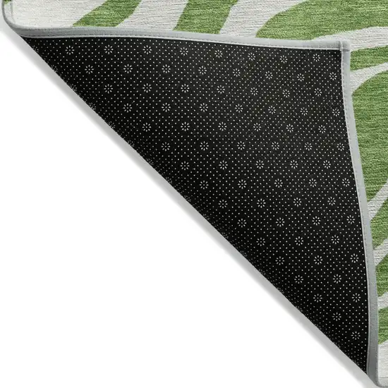 Green And Ivory Animal Print Washable Indoor Outdoor Area Rug Photo 4