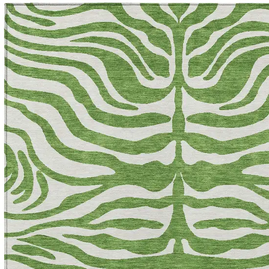 Green And Ivory Animal Print Washable Indoor Outdoor Area Rug Photo 4