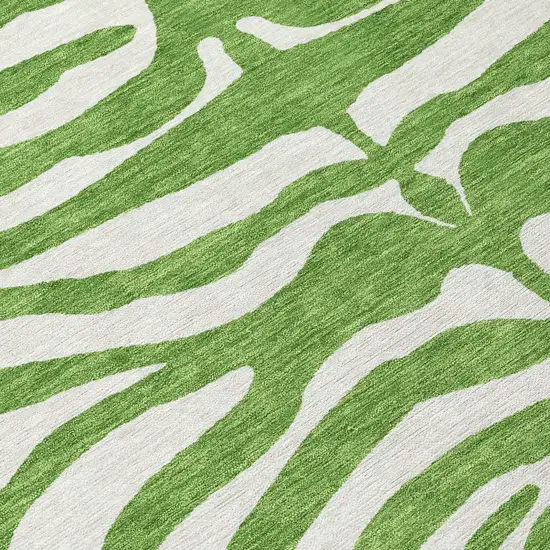 Green And Ivory Animal Print Washable Indoor Outdoor Area Rug Photo 7