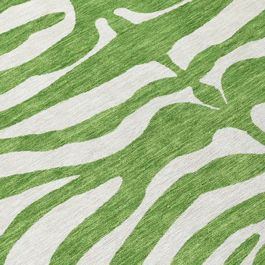 Green And Ivory Animal Print Washable Indoor Outdoor Area Rug Photo 7