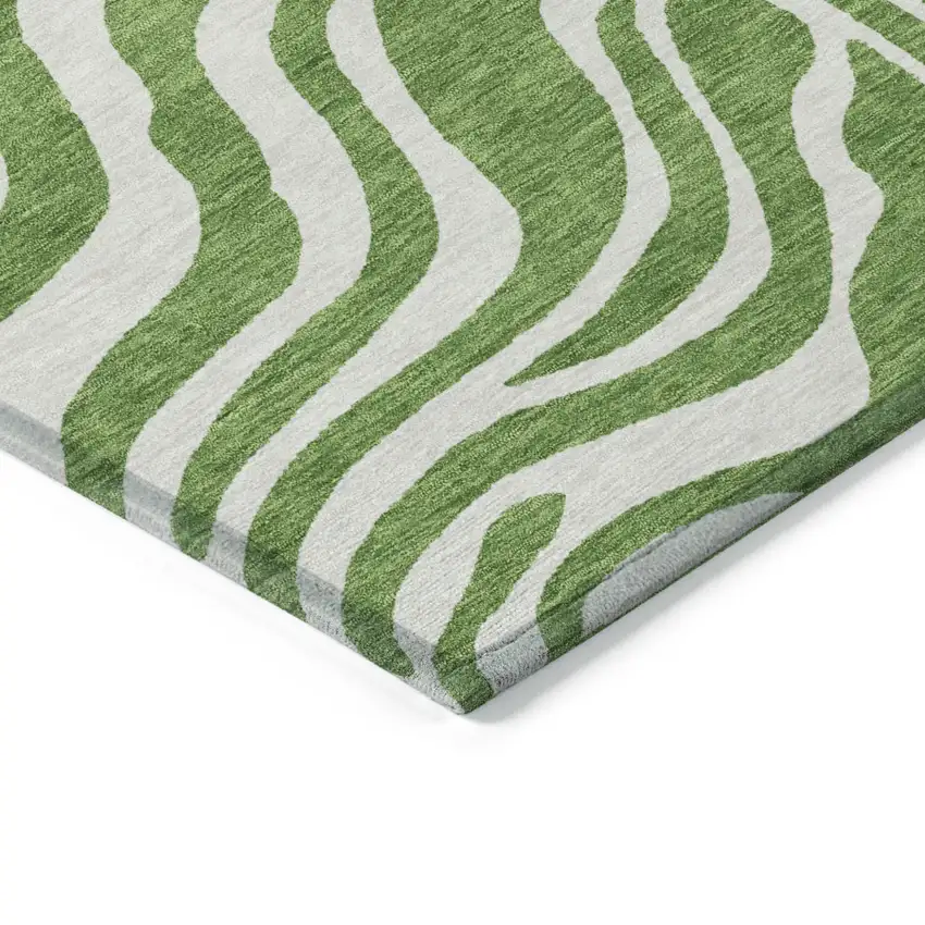 Green And Ivory Animal Print Washable Indoor Outdoor Area Rug Photo 3
