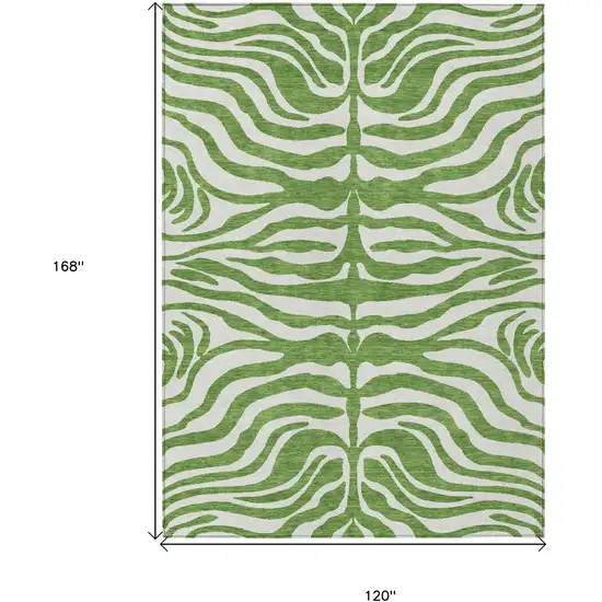 Green And Ivory Animal Print Washable Indoor Outdoor Area Rug Photo 6