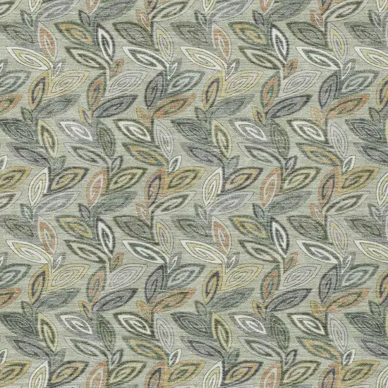 Green And Ivory Botanical Leaves Washable Indoor Outdoor Area Rug Photo 3