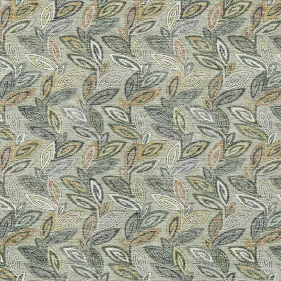 Green And Ivory Botanical Leaves Washable Indoor Outdoor Area Rug Photo 5