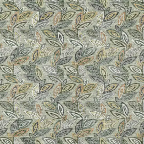 Green And Ivory Botanical Leaves Washable Indoor Outdoor Area Rug Photo 3