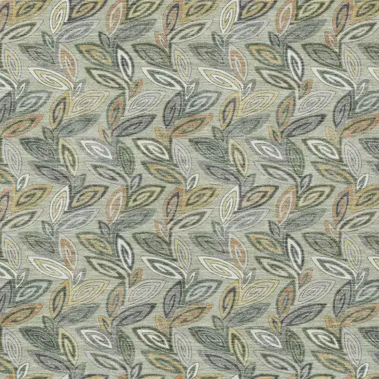 Green And Ivory Botanical Leaves Washable Indoor Outdoor Area Rug Photo 5