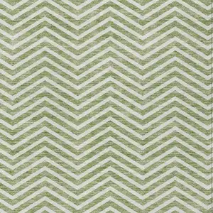 Photo of Green And Ivory Chevron Washable Indoor Outdoor Area Rug
