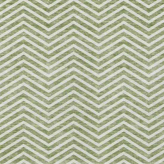 Green And Ivory Chevron Washable Indoor Outdoor Area Rug Photo 5