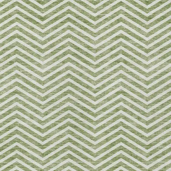 Green And Ivory Chevron Washable Indoor Outdoor Area Rug Photo 5