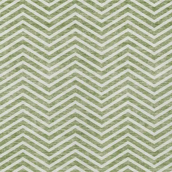 Green And Ivory Chevron Washable Indoor Outdoor Area Rug Photo 5