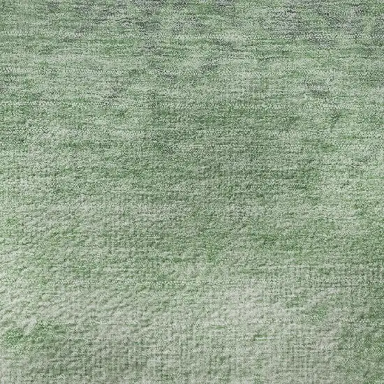 Green And Ivory Damask Washable Area Rug With UV Protection Photo 8