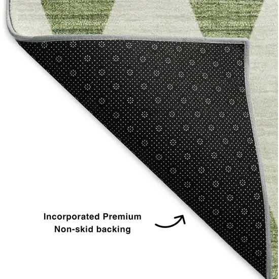 Green And Ivory Diamond Washable Area Rug With UV Protection Photo 7