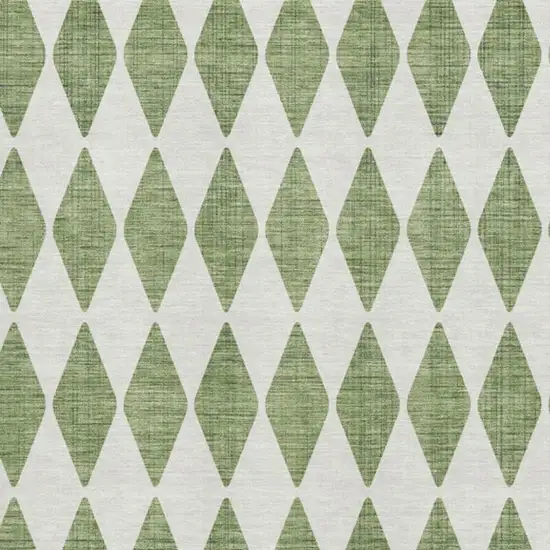 Green And Ivory Diamond Washable Area Rug With UV Protection Photo 3