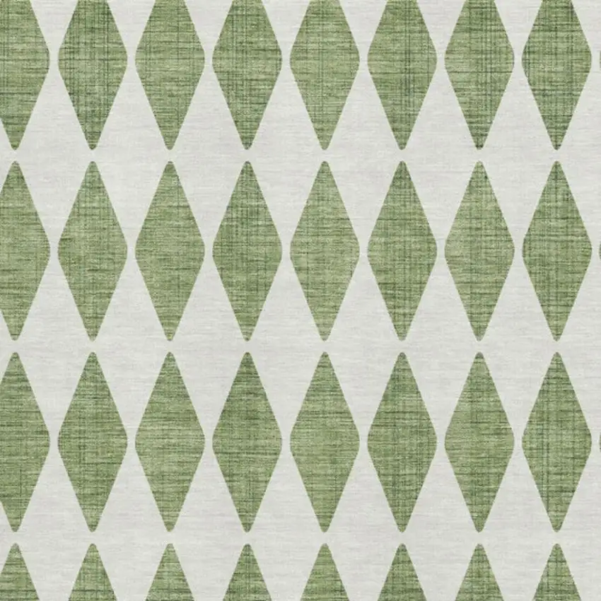 Green And Ivory Diamond Washable Area Rug With UV Protection Photo 3