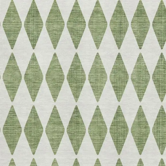 Green And Ivory Diamond Washable Area Rug With UV Protection Photo 3