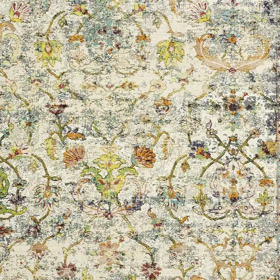 Green And Ivory Floral Area Rug Photo 4