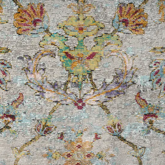 Green And Ivory Floral Area Rug Photo 9