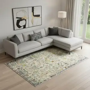 Photo of Green And Ivory Floral Area Rug