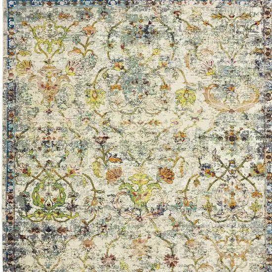 Green And Ivory Floral Area Rug Photo 5