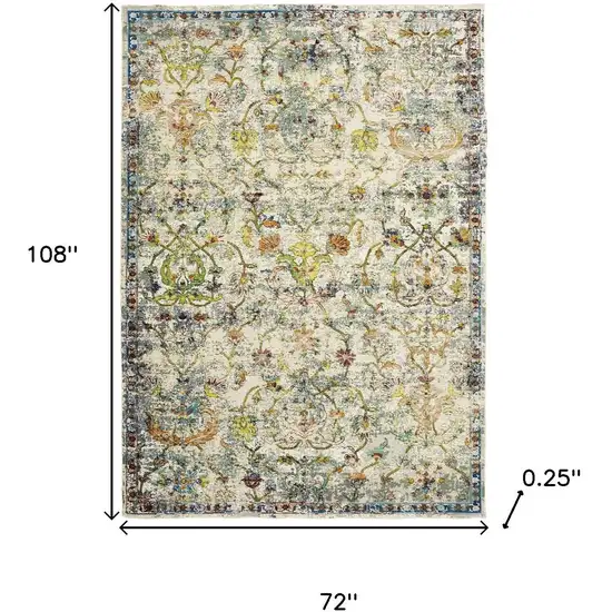 Green And Ivory Floral Area Rug Photo 3