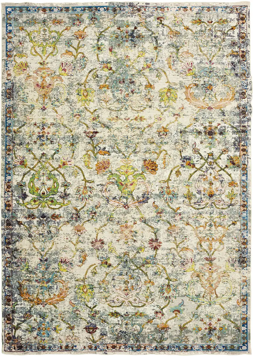 Green And Ivory Floral Area Rug Photo 2